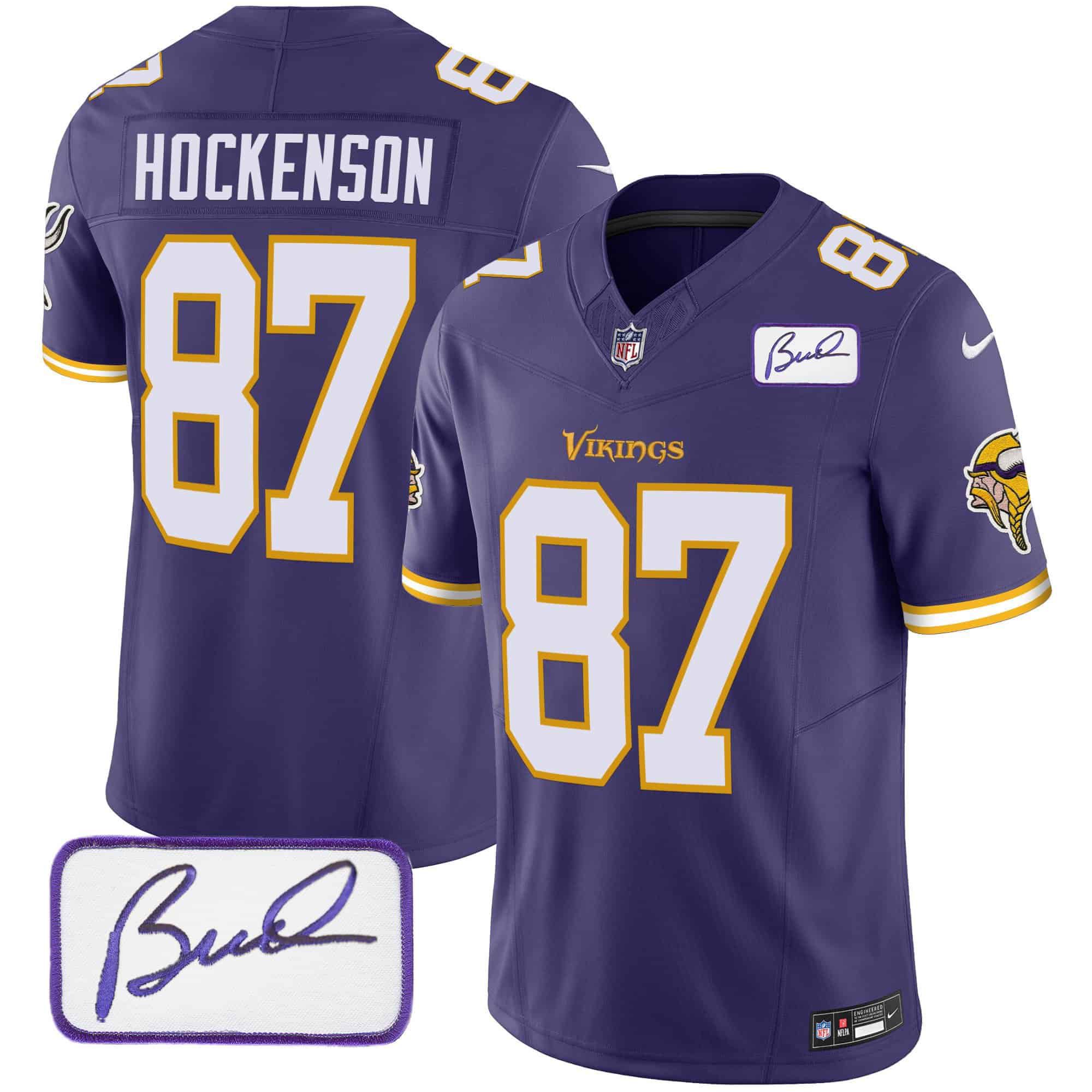Men Minnesota Vikings #87 Hockenson Purple 2024 Nike Bud Grant Patch Classic Limited NFL Jersey style 5->indianapolis colts->NFL Jersey